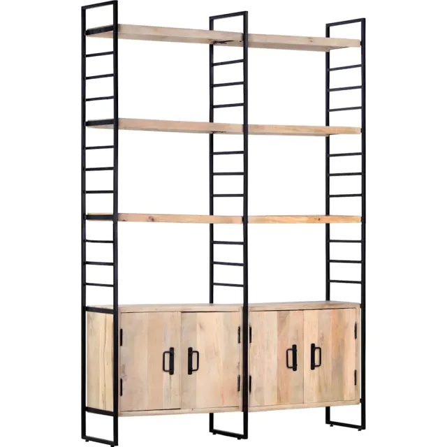 vidaXL Boekenkast met 4 schappen 124x30x180 cm massief mangohout Bruin