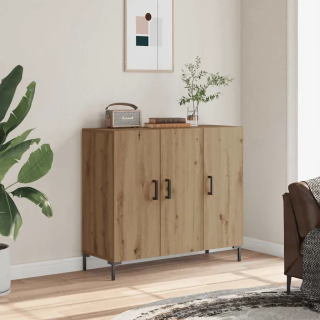 vidaXL Dressoir 90x34x80 cm bewerkt hout artisanaal eikenkleurig Bruin