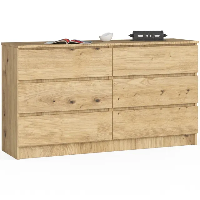 Ladekast K140 met 6 Lades / AKORD Furniture Factory / Artisan Eik / 138 x 77 x 40 cm