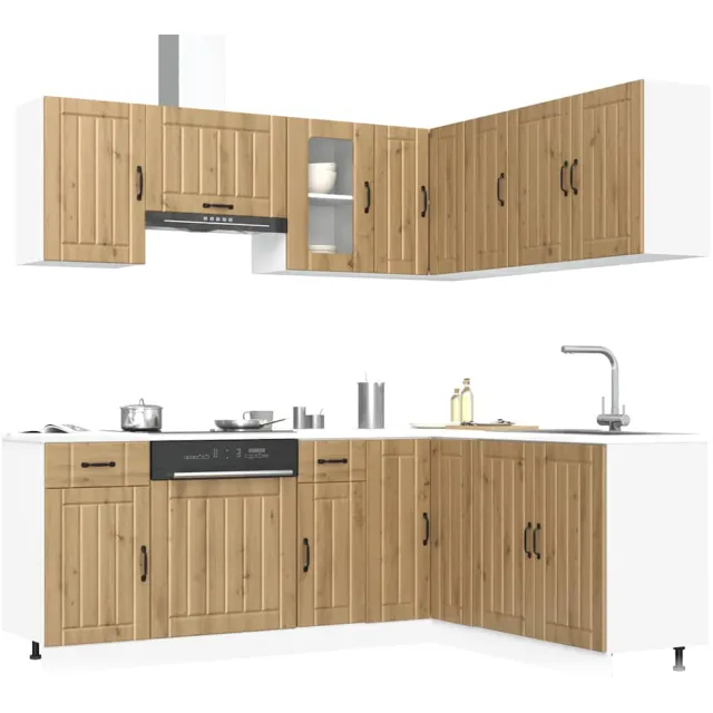 vidaXL 11-delige Keukenkastenset Lucca bewerkt hout artisanaal eiken Bruin