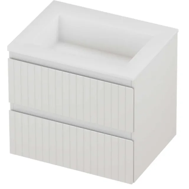 Proline Aristo Badmeubelset Polystone Elegant Gefreesd 60x46x54 cm Mat White Glans Wit