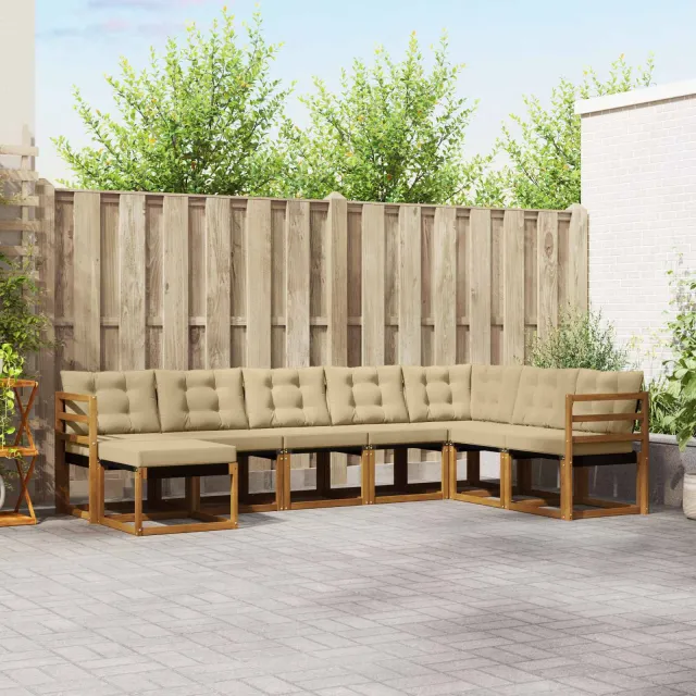 vidaXL Buiten bankenset 8 st 8-zits Natuurlijk en Beige
