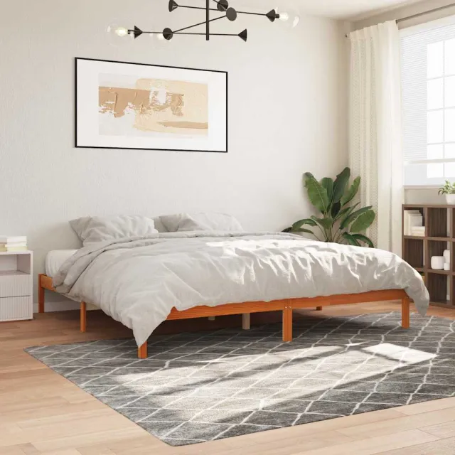 vidaXL Bedframe zonder matras massief grenenhout wasbruin 200x200 cm
