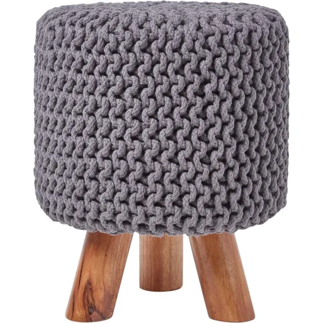 Homescapes Gebreide Voetenbank 42cm Hoog Grijs
