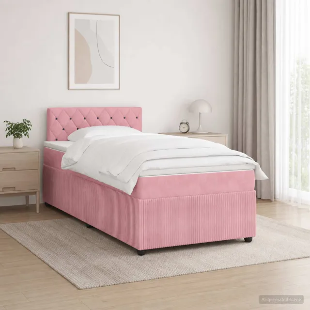 vidaXL Boxspringbed met matras Roze 120 x 200 cm Fluweel