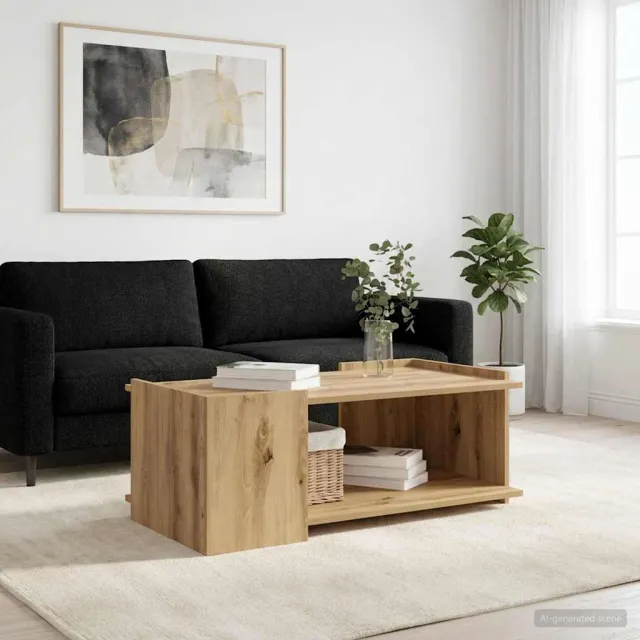 vidaXL Salontafel Artisanaal eiken 90 x 50 x 33 cm Bewerkt hout, foto 2
