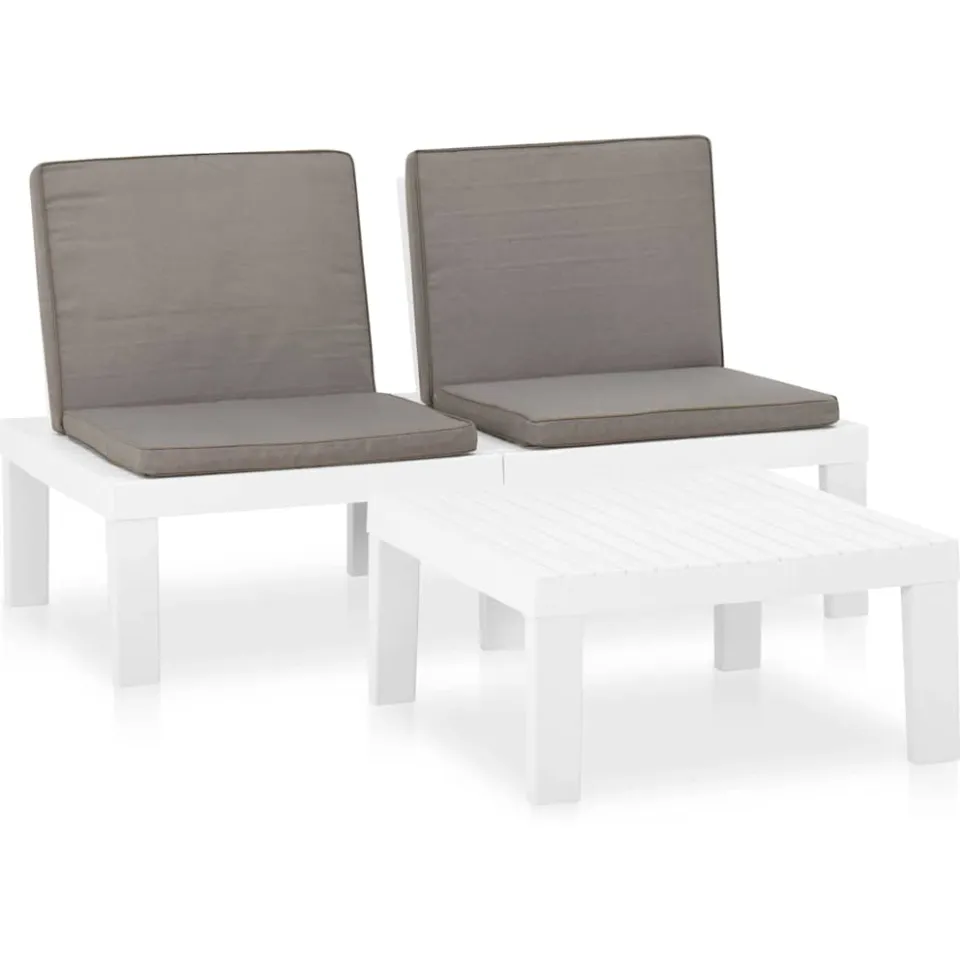 vidaXL 2-delige Loungeset met kussens kunststof wit, foto 3