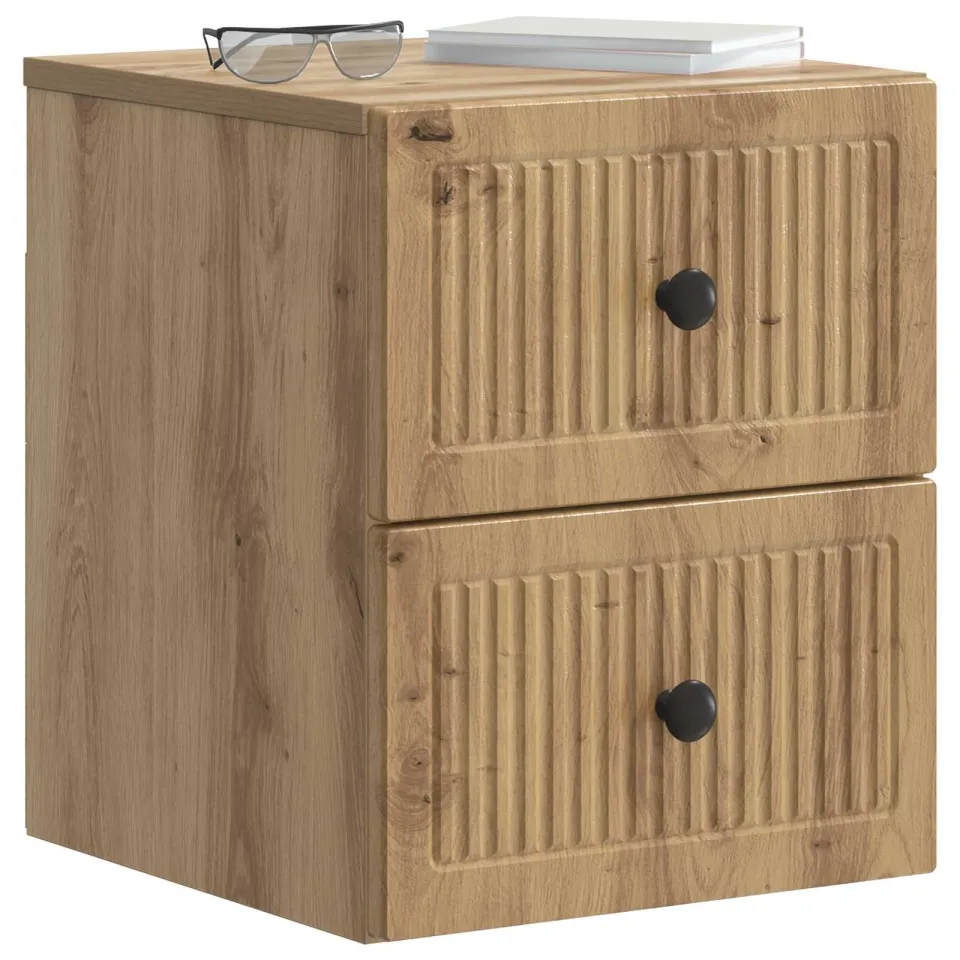 vidaXL Wandbeugel Bedkast 2 st Artisanaal eiken 33 x 34,5 x 40 cm Bruin