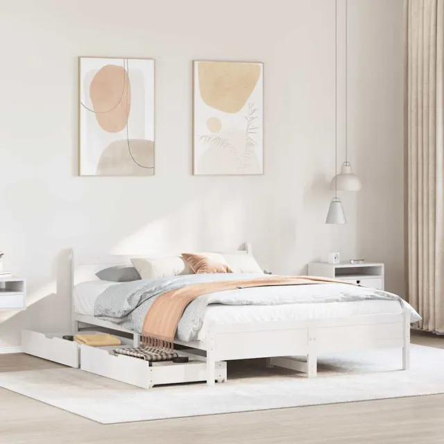 vidaXL Bedframe zonder matras massief grenenhout wit 120x200 cm