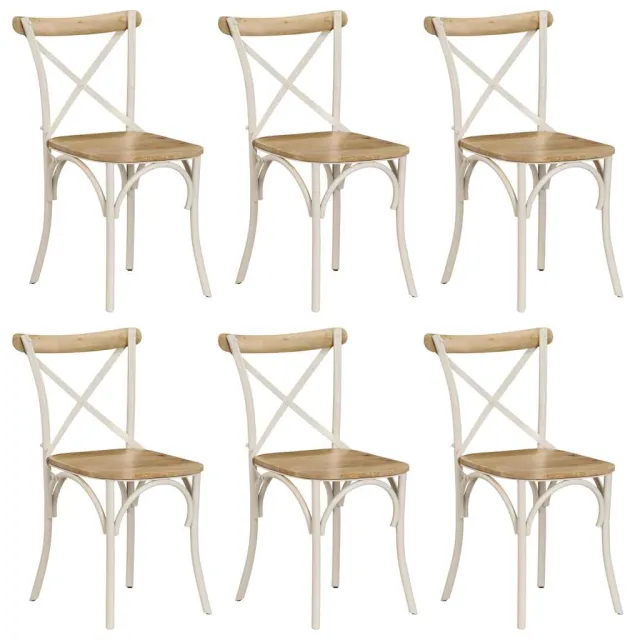 vidaXL Kruisstoelen 6 st massief mangohout wit