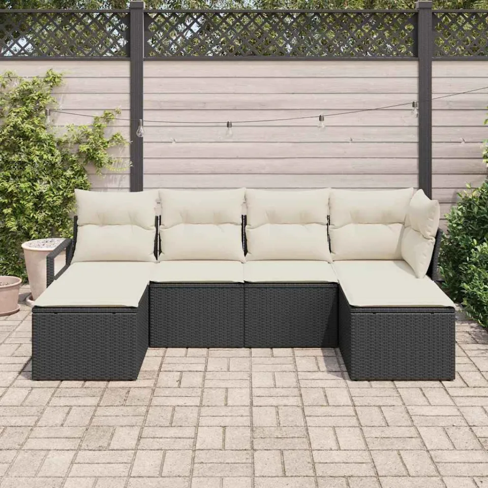 vidaXL Bankstel 6 st Zwart poly rattan, foto 3