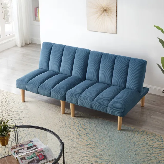 Sweiko Tweezitsbank - Slaapbank - Verstelbare rugleuning - Corduroy - Blauw