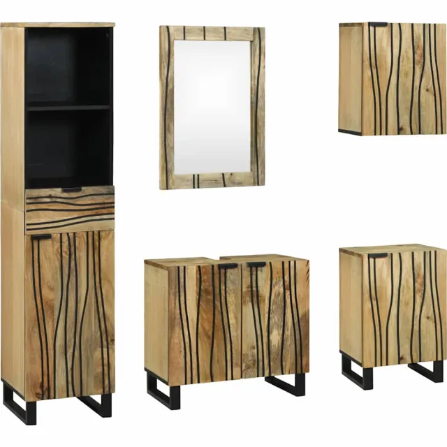 vidaXL Badkamermeubelset 5 st Naturel Bewerkt hout Bruin
