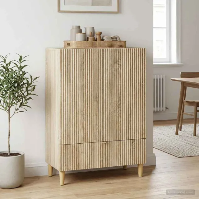 vidaXL Dressoir met lade Sonoma Eiken 66 x 34,5 x 95 cm Bewerkt hout, foto 2