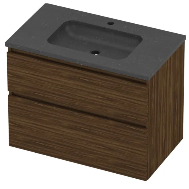 Proline Rollo Badmeubelset Hardsteen Elegant 1 Kraangat 80x46x62 cm Blue Stone Cabana Oak Eiken