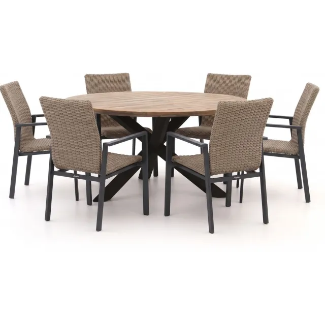Manifesto Furniture Manifesto Villongo/ROUGH-Y ø150cm dining tuinset 7-delig stapelbaar, foto 2