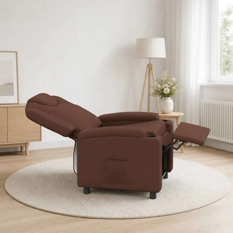 vidaXL Ligstoel Bruin 75 x 95 x 106 cm Stof, foto 3
