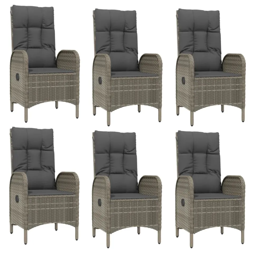 vidaXL 9-delige Tuinset met kussens poly rattan grijs, foto 3