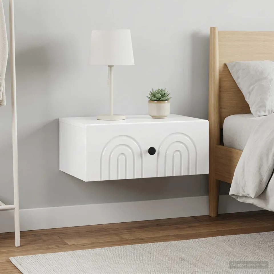 vidaXL Wandbeugel Bedkast 2 st Hoogglans Wit 49 x 34,5 x 20 cm, foto 3