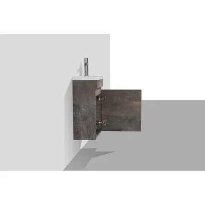 Aquazuro Fonteinmeubelset Napoli - Inclusief Wastafel En Spiegel - Softclose - Betongrijs - 40x22x52cm grijs, foto 5