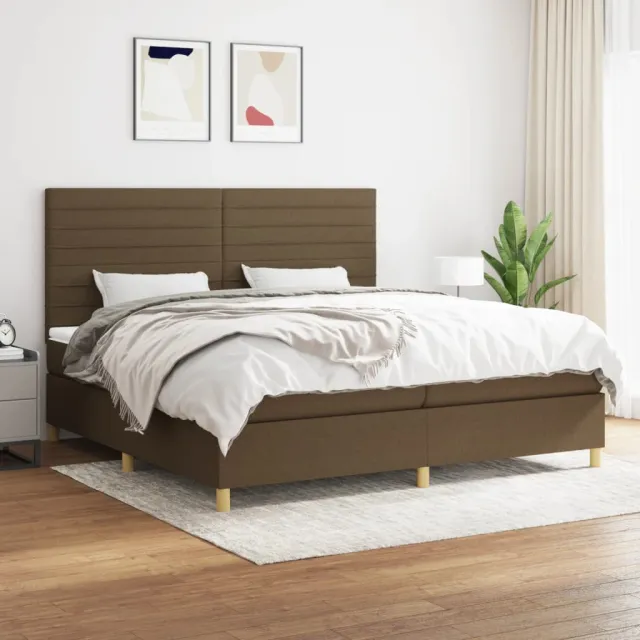 vidaXL Boxspring met matras stof donkerbruin 200x200 cm bruin