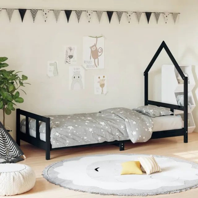 vidaXL Kinderbedframe 90x200 cm massief grenenhout zwart, foto 2