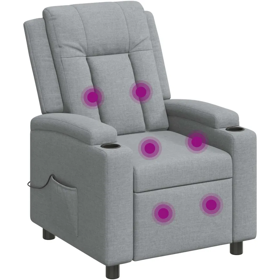 vidaXL Massage-relaxstoel Lichtgrijs 75 x 95 x 100 cm Stof