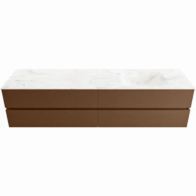 Mondiaz VICA-DLUX 200cm badmeubel onderkast Rust 4 lades. Inbouw wastafel CLOUD rechts 1 kraangat, kleur Ostra.