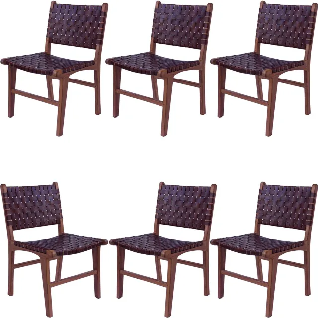Casa Moro Eetkamerstoel van echt leer – leren stoel met houten poten voor eettafel of woonkamer Esszimmerstuhl Braun Leder