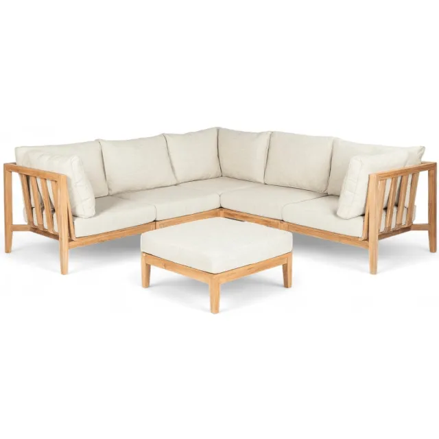 Belito Daan Hoek Loungeset | Teakhout | 245x245 cm | Nr. 5 incl. Ottoman Naturel