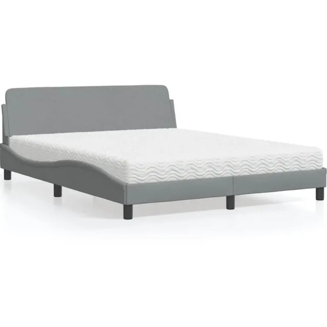 vidaXL Bed met matras "Dover" stof lichtgrijs 160x200 cm