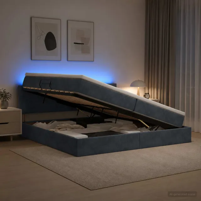 vidaXL LED Opslagbed met Matras Donkergrijs 200 x 200 cm Fluweel