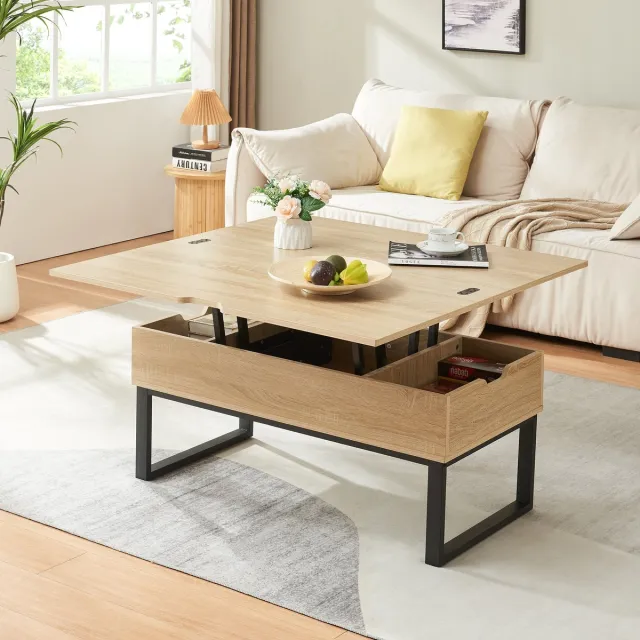 en.casa Salontafel Rauli eikenkleurig en zwart 100x50x47 cm [en.casa]
