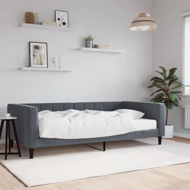 vidaXL Slaapbank met matras 100x200 cm fluweel donkergroen Grijs