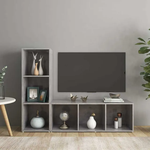 vidaXL Tv-meubelen 2 st 107x35x37 cm bewerkt hout betongrijs grijs, foto 2