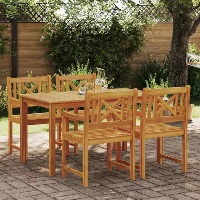 vidaXL Tuin eettafelset 5 st Bruin Massief Acaciahout, foto 2