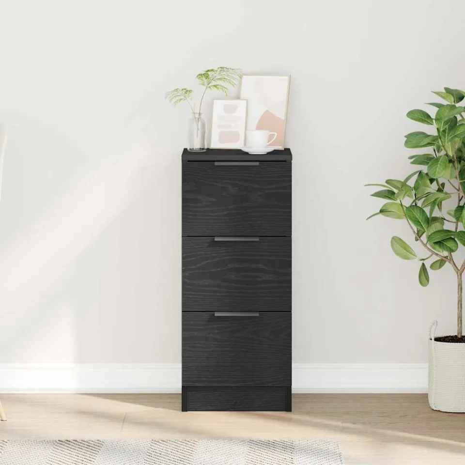 vidaXL Dressoir Zwart Eiken 30 x 30 x 70 cm Bewerkt hout, foto 3