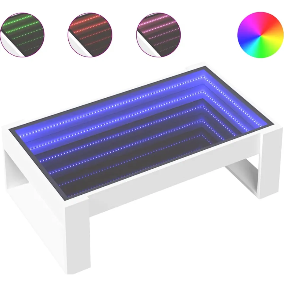 vidaXL Salontafel met Infinity LED 90x53x30 cm wit, foto 4