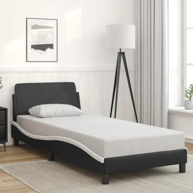 vidaXL Bedframe "Dover" kunstleer zwart en wit 90x200 cm Meerkleurig