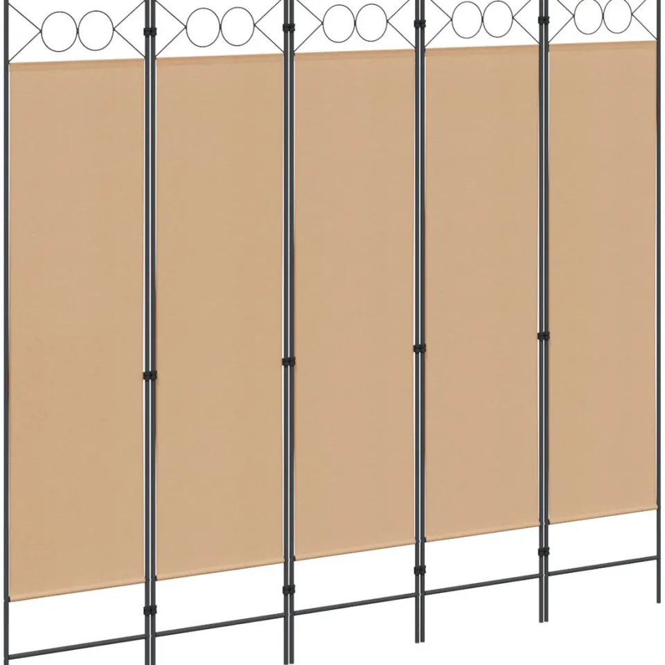 vidaXL 5-Panel Room Divider Beige 200 x 180 cm Stof, foto 3