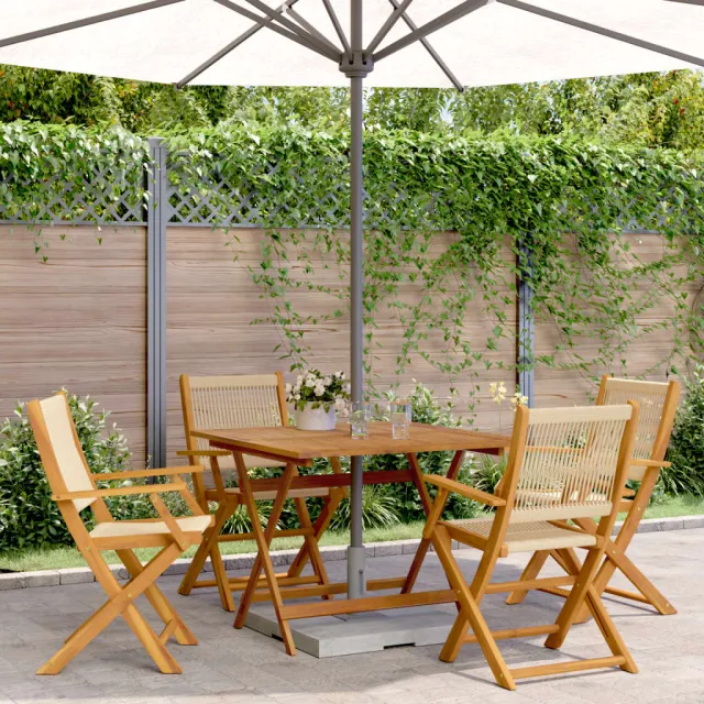 vidaXL 5-delige Tuinset polypropeen en massief hout beige, foto 2
