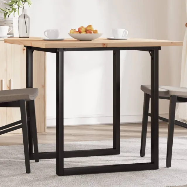 vidaXL Eettafel O-frame 80x80x75,5 cm massief grenenhout en staal Bruin