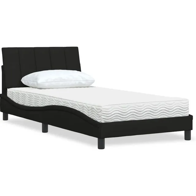 vidaXL Bed met matras "Hanko" stof zwart 100x200 cm