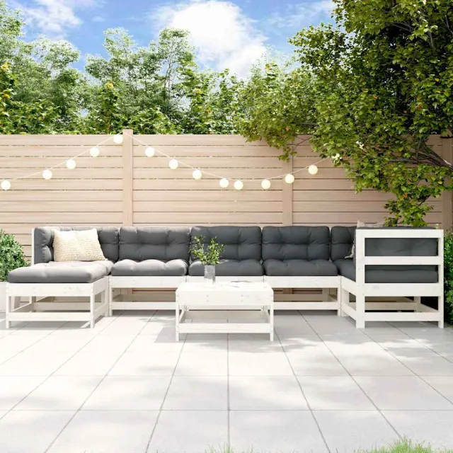 vidaXL 8-delige Loungeset massief grenenhout wit, foto 2