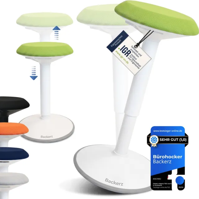 Backerz Wiebelkruk - Ergonomische Wiebel Stoel hoogte 55-80cm - Balanskruk - Zit Sta kruk - Zadelkruk Groen 5. Groen