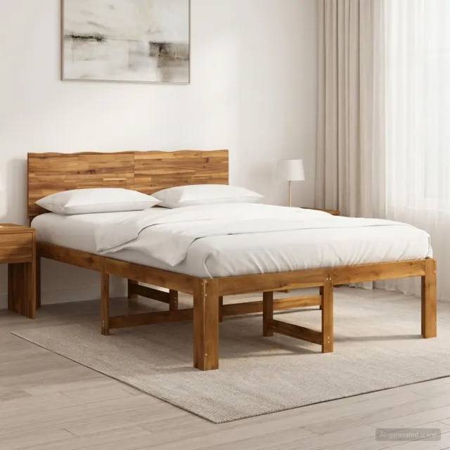 vidaXL Tweepersoonsbed met hoofdeinde ROSTOCK Naturel 120 x 190 cm Bruin