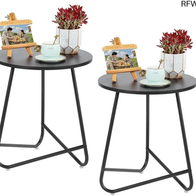 RFWR Moderne Ronde Bijzettafel voor Binnen en Buiten – Ideaal voor Woonkamer, Slaapkamer en Tuin Zwart