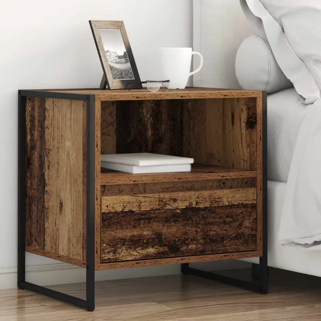 vidaXL Nachtkastje Oud Hout 50 x 39,5 x 50 cm Bewerkt hout bruin, foto 2