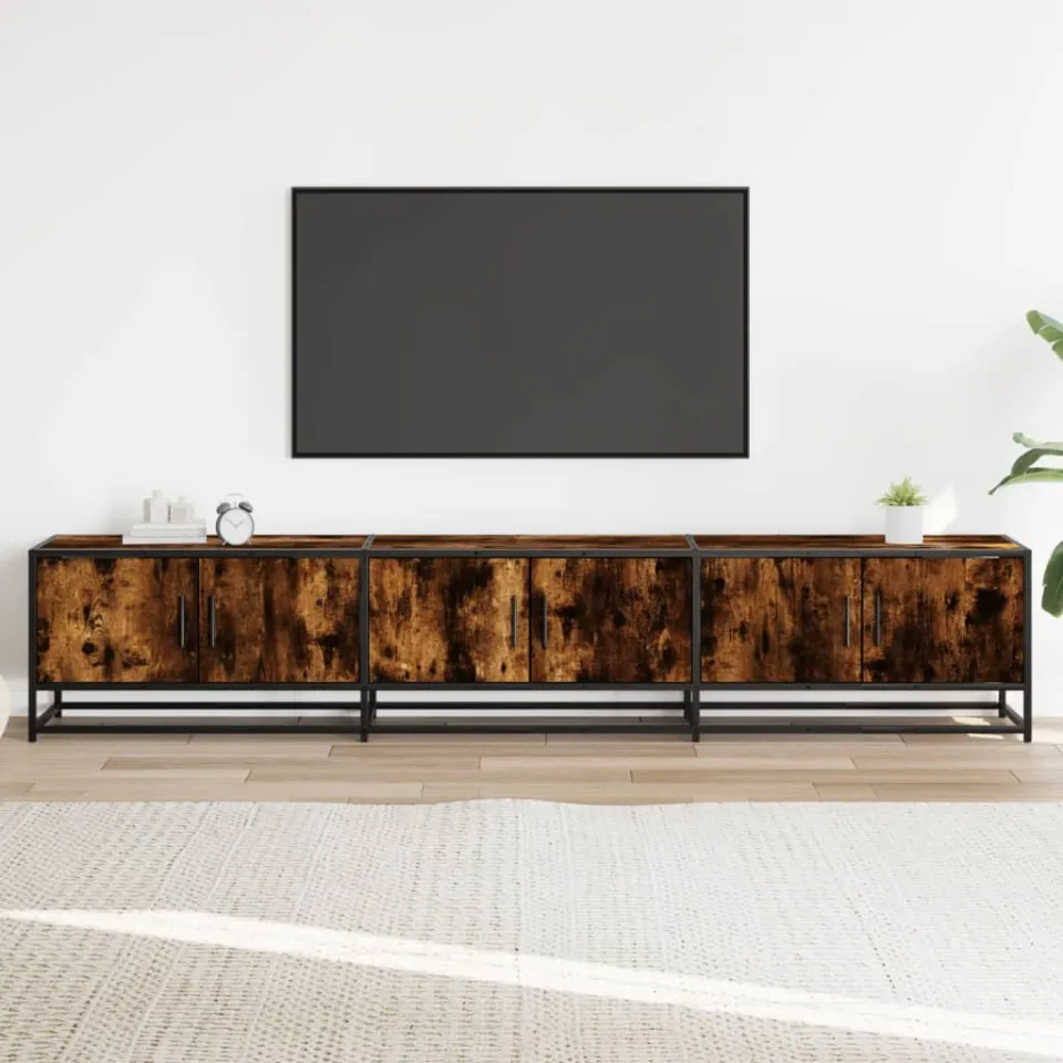 vidaXL Tv-meubel 210x35x41 cm bewerkt hout gerookt eikenkleurig, foto 2