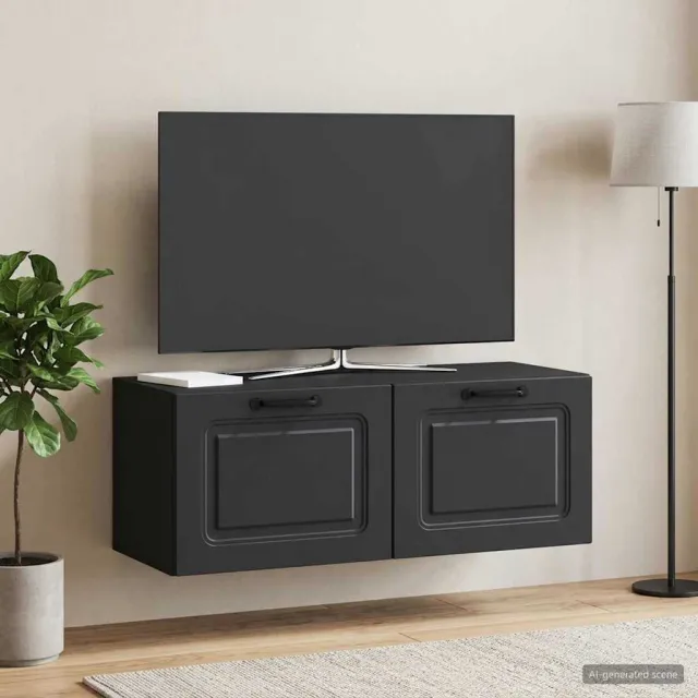 vidaXL Wandbeugel TV-kast Zwart 78,5 x 31 x 30 cm Bewerkt hout, foto 2